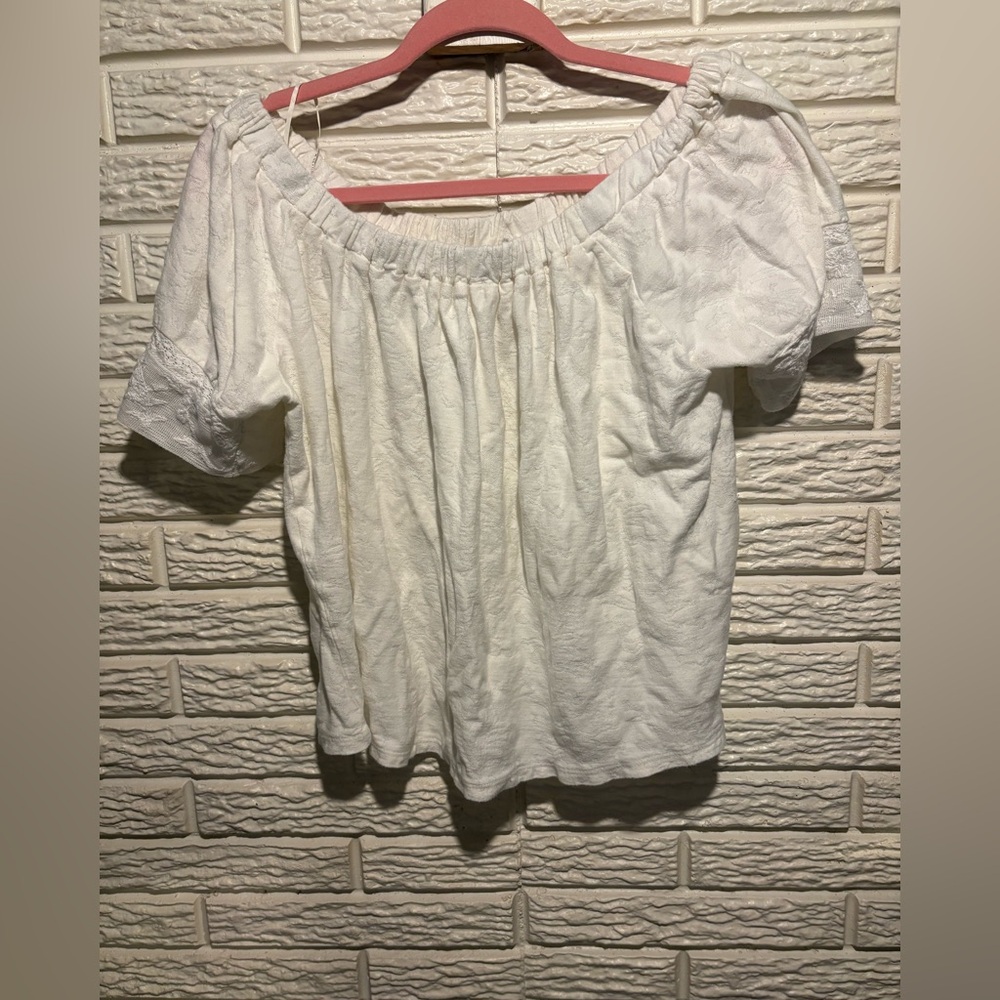 Lucky Brand Boho White Off-Shoulder Women's Top
